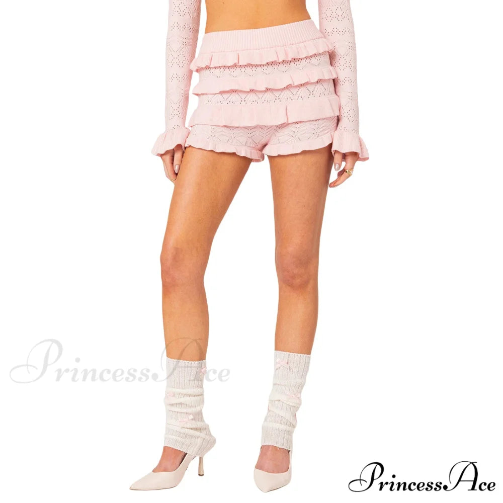 Tender Knitted Tiered Informal Brief Pink / S short-250223