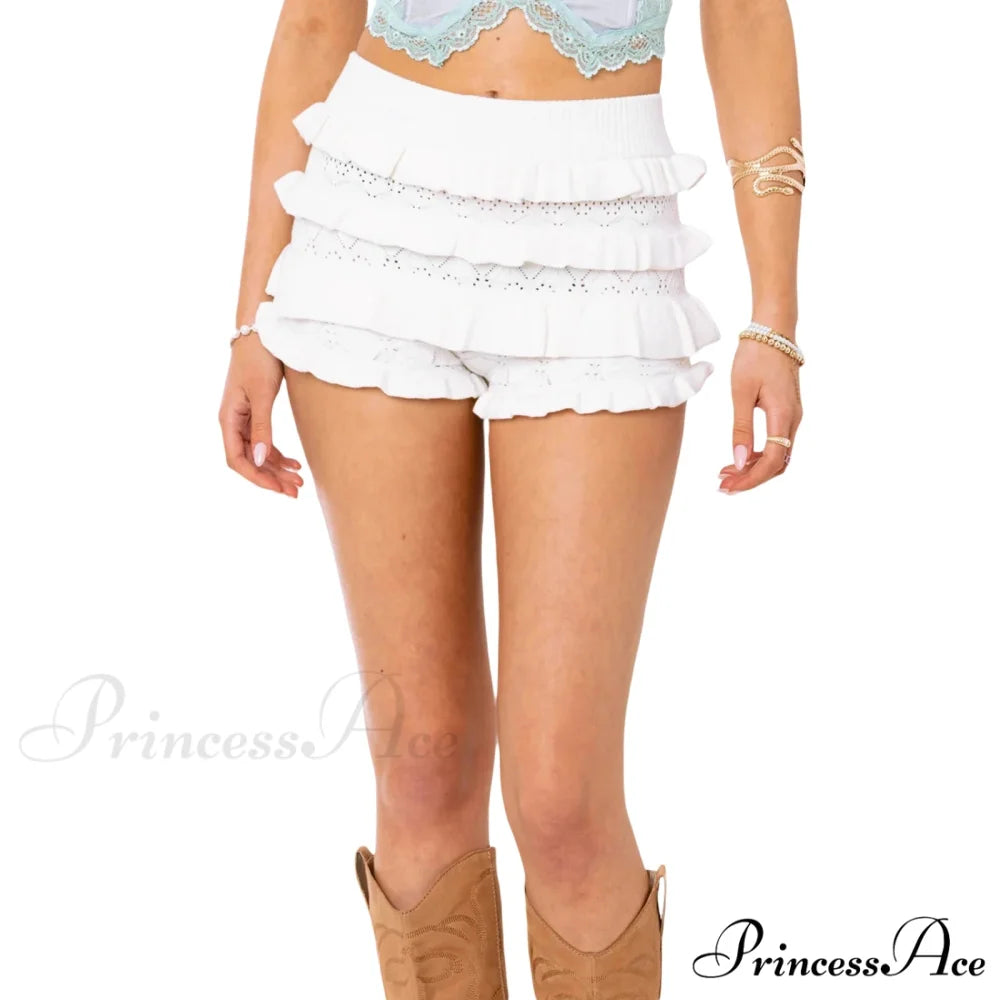 Tender Knitted Tiered Informal Brief WHITE / S short-250223