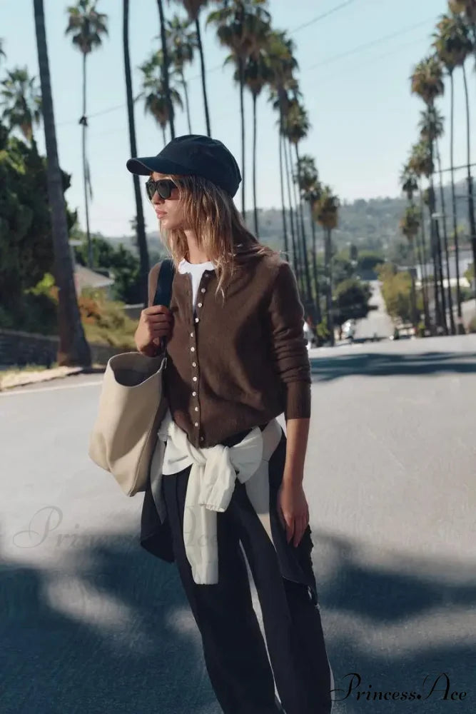 Tender Rose Circular Neck Brief Cardigan cardigans-241228