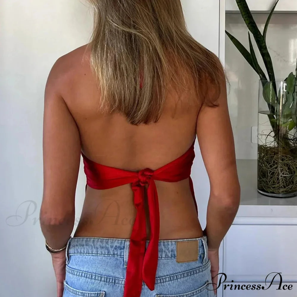 Tether Bind Rear Solid Crop Top croptop-250223