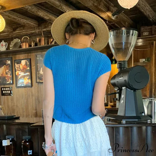 Textured Button Knit Crop Top croptop-250223