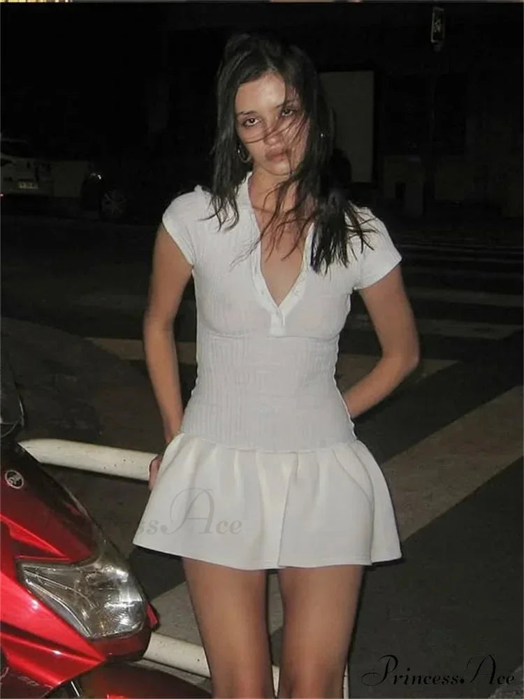 Textured Knitted High-Rise Short Dress WHITE / S minidress-250223