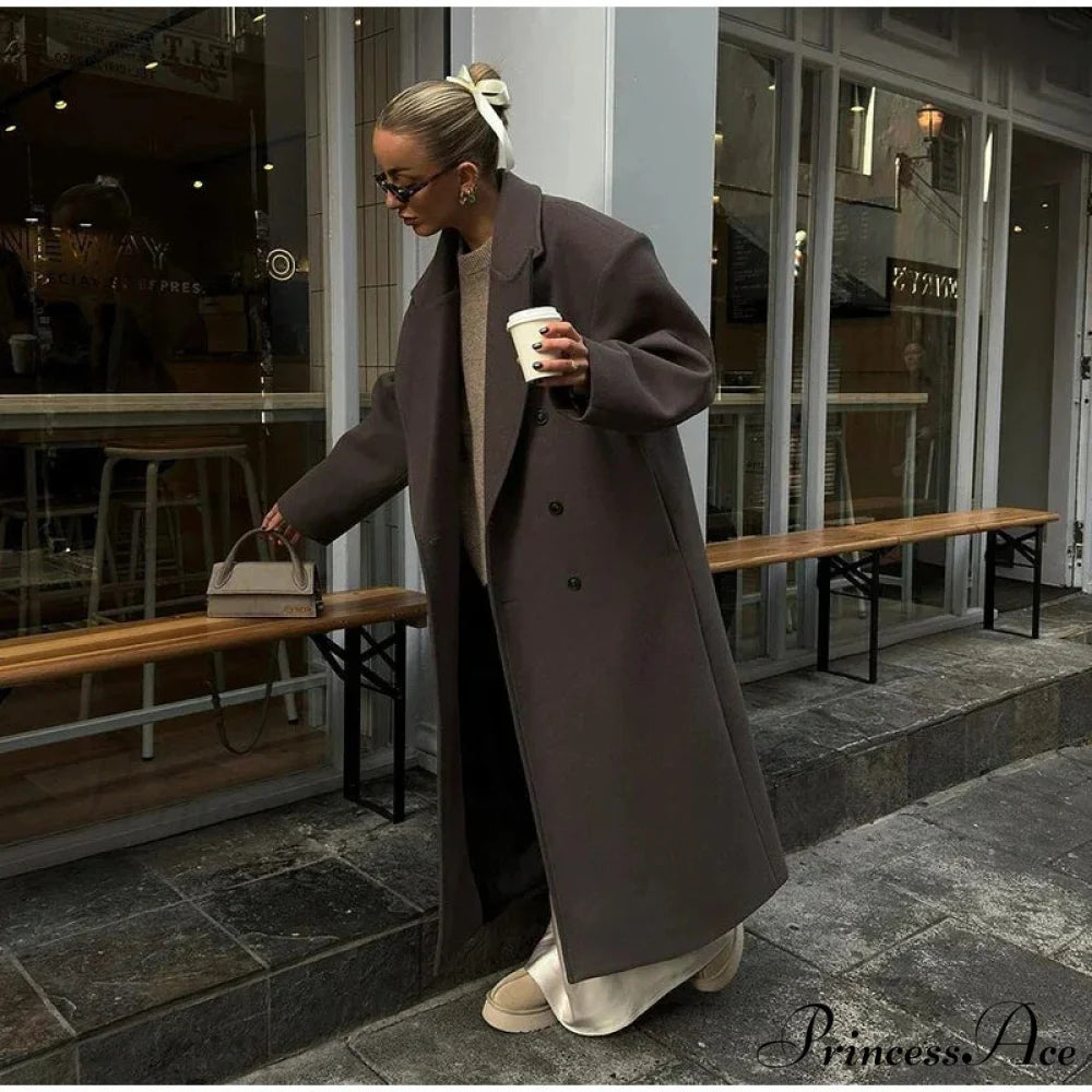 Textured Woolen Dual-Buttoned Overcoat grey 1 / S overcoats-241228