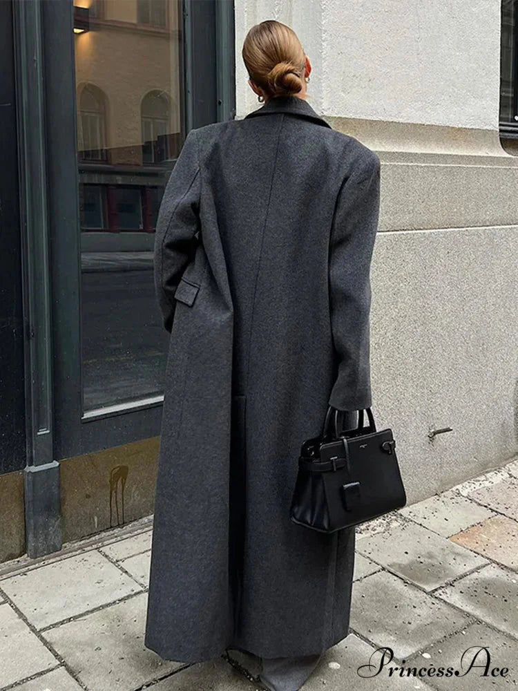 Textured Woolen Dual-Buttoned Overcoat overcoats-241228