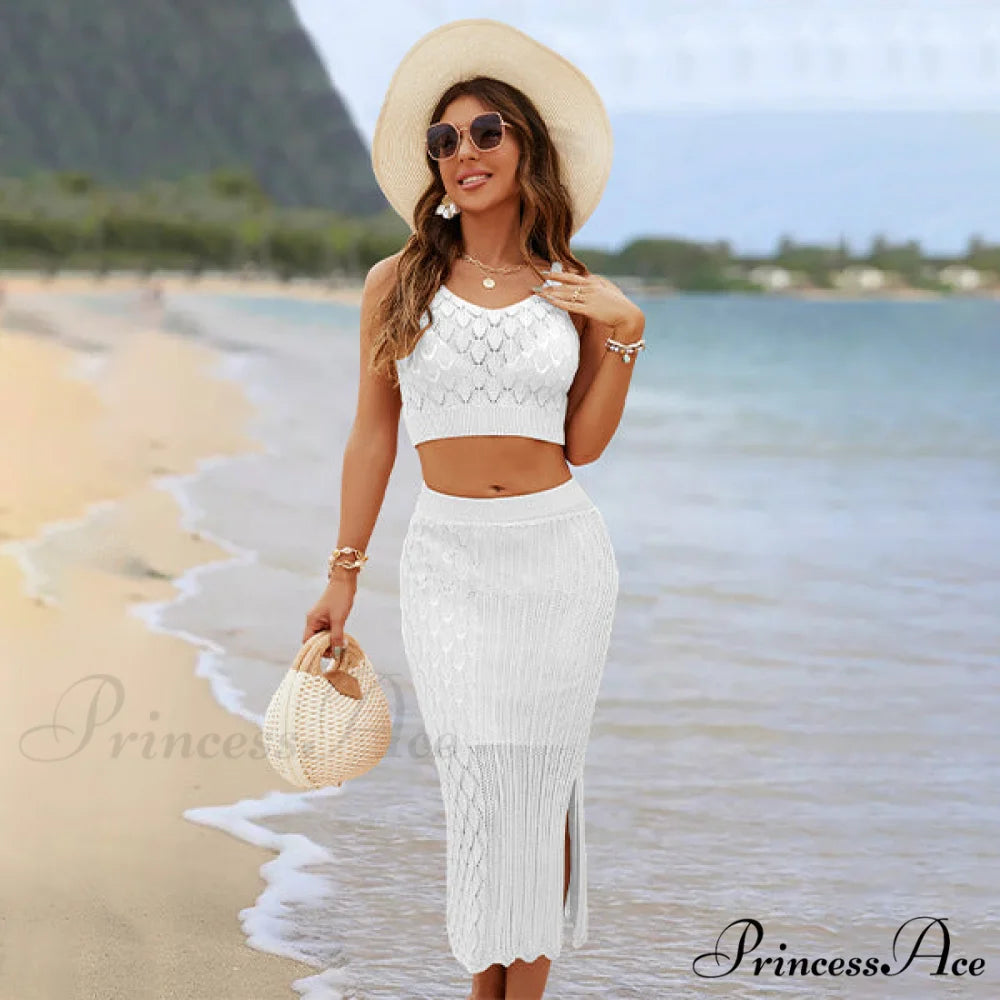 Theodora Formal Stylish Two Piece Dress White / S