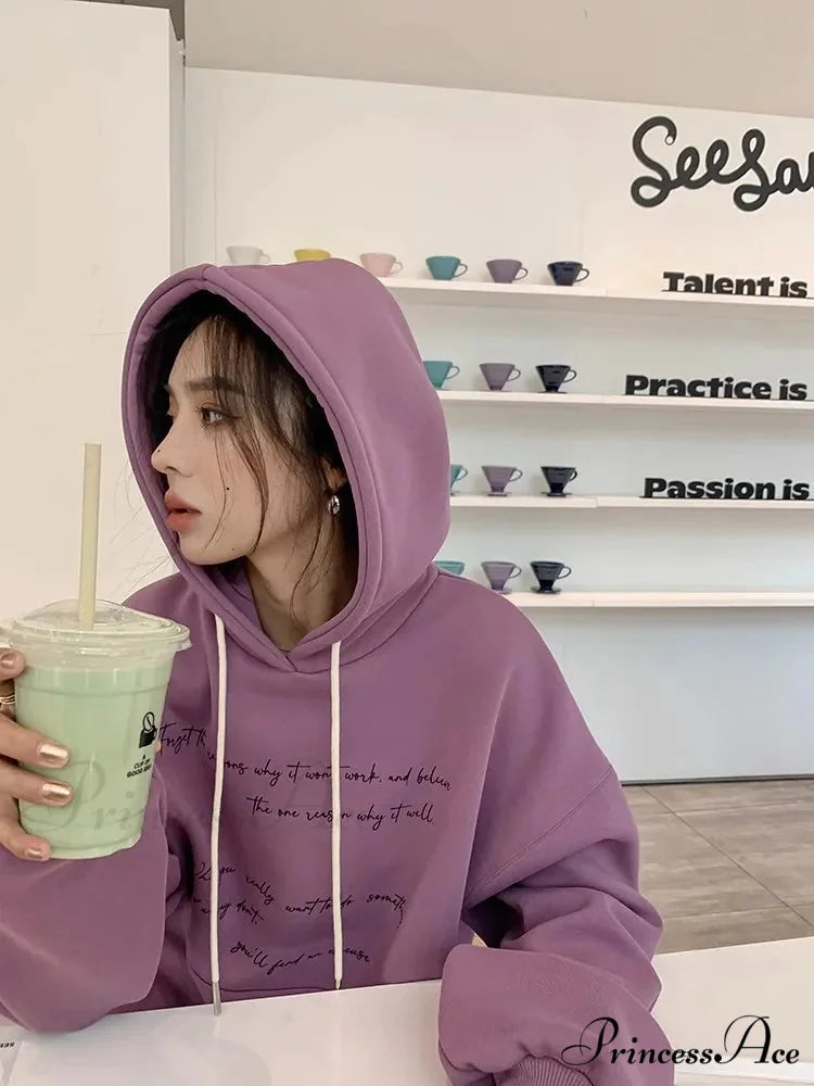 Thick Cozy Fashionable Casual Comfortable Hoodie GRAY / One Size Sweatshirts & Hoodies-L