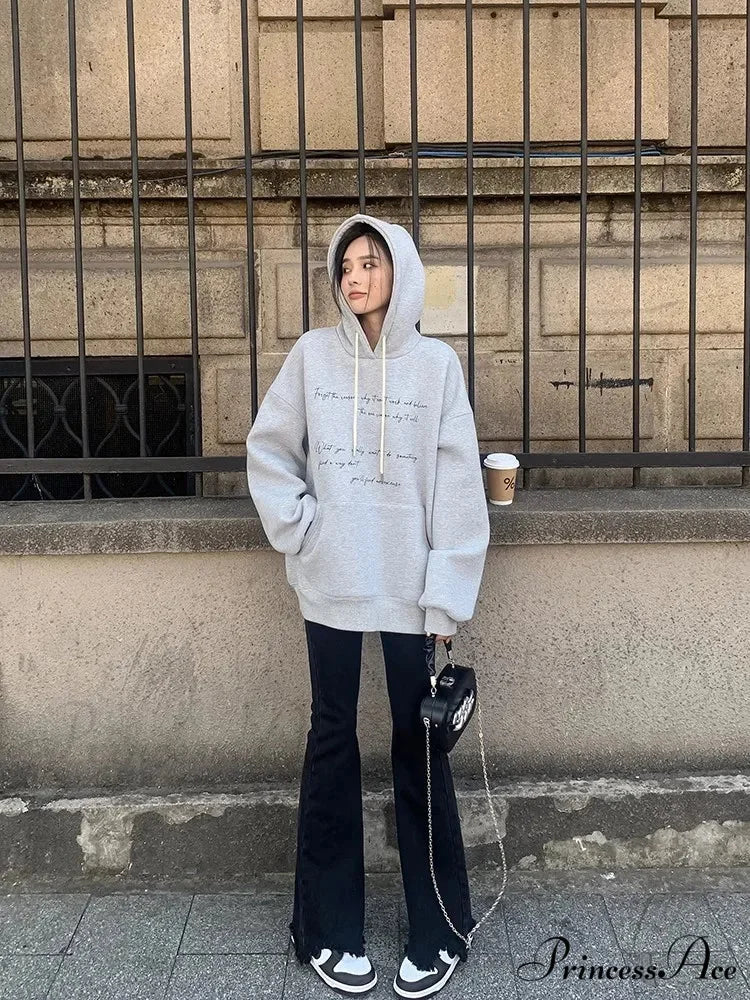 Thick Cozy Fashionable Casual Comfortable Hoodie GRAY / One Size Sweatshirts & Hoodies-L