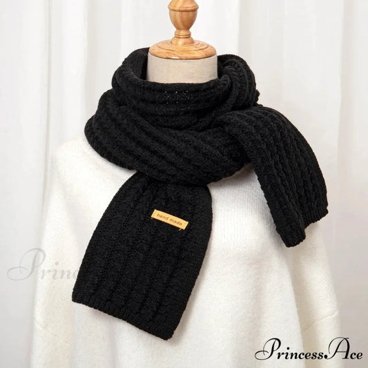 Thick Knitted Cashmere Lady Korean Style Winter Scarf BLACK