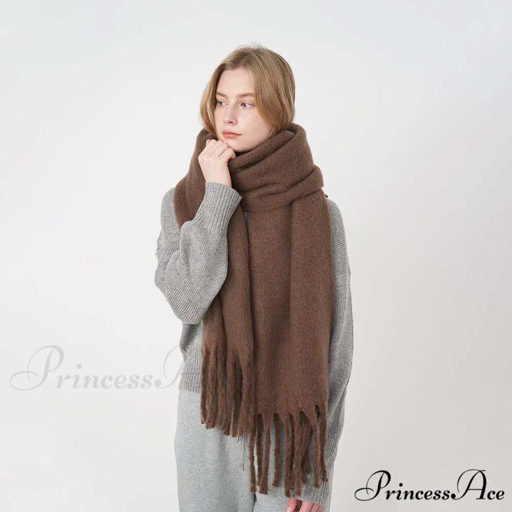 Thick Warm Soft Chunky Cozy Elegant Stylish Classic Long Scarf Purple Awn