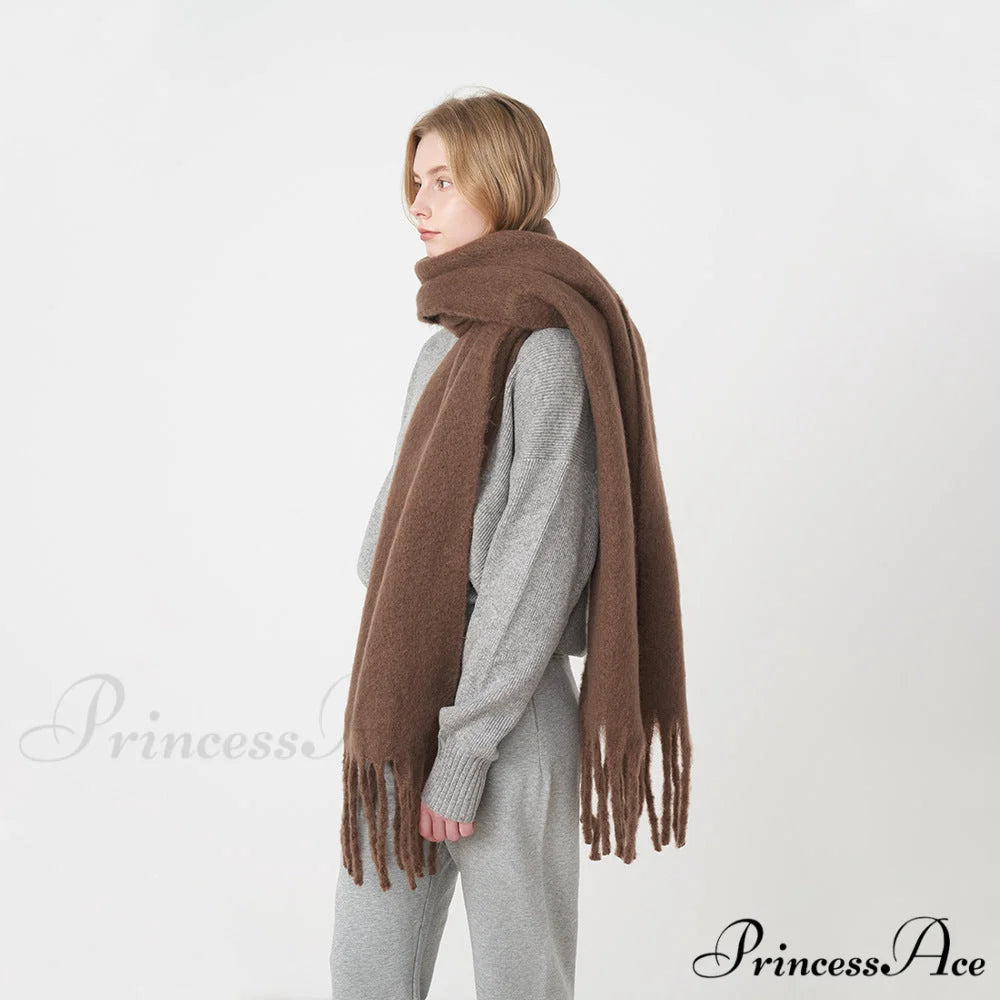 Thick Warm Soft Chunky Cozy Elegant Stylish Classic Long Scarf Purple Awn