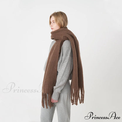 Thick Warm Soft Chunky Cozy Elegant Stylish Classic Long Scarf Purple Awn