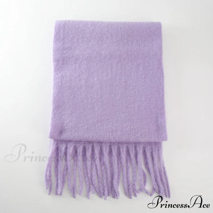 Thick Warm Soft Chunky Cozy Elegant Stylish Classic Long Scarf Purple Awn