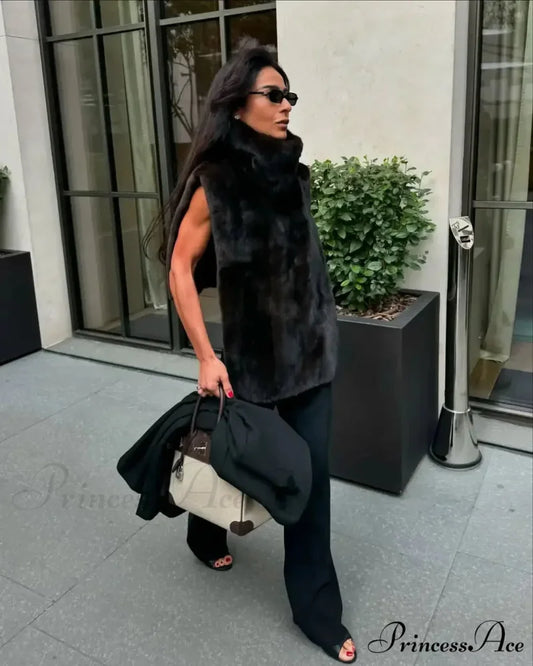 Thicken Cozy Sleeveless Vest Coat Black / S coats-241228