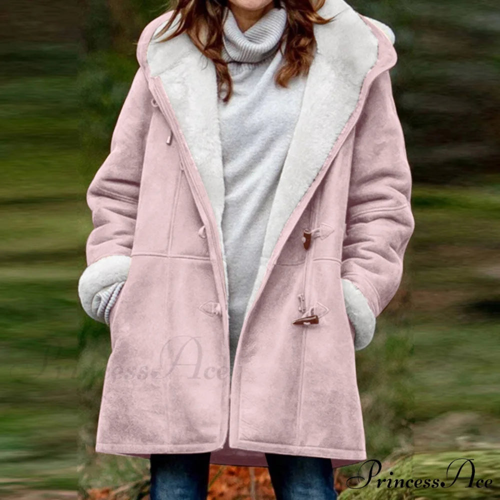 Thicken Fleece Lined Hooded Coat Pink / M