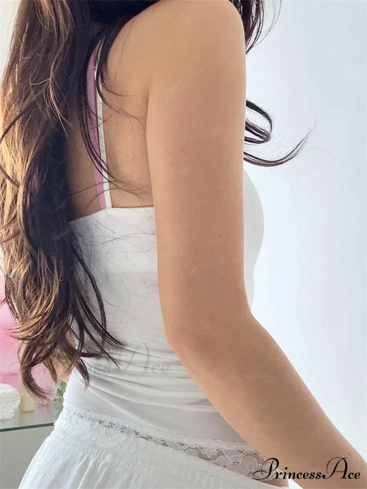 Thin Backless 3D Bow Gathered Plunging Neckline Crop Top croptop-250126