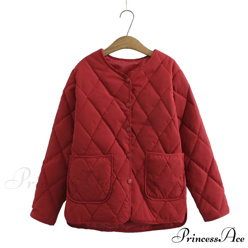 Thin Slim Casual V-Neck Coats Red / XL