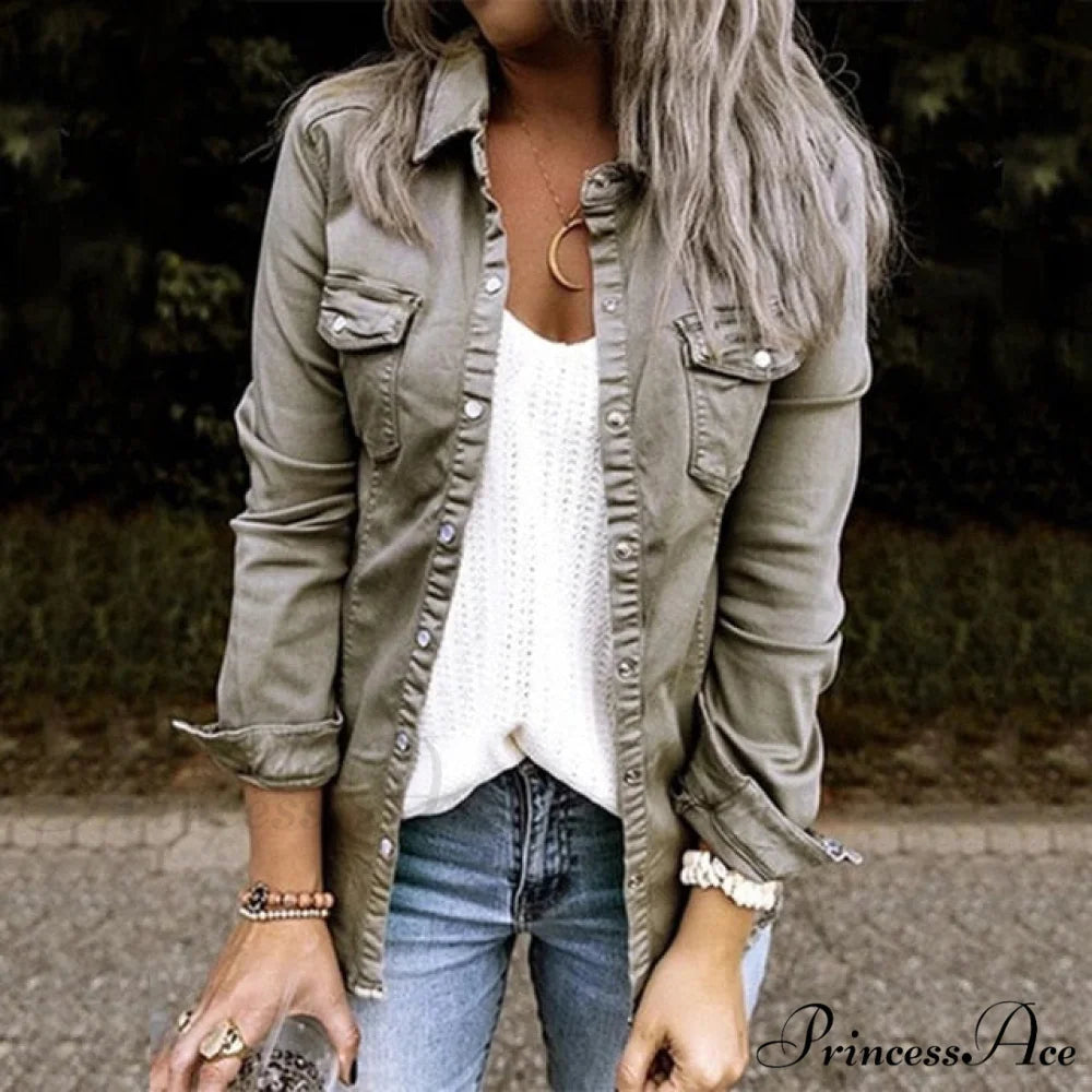 Thin Solid Denim Jacket gray / S