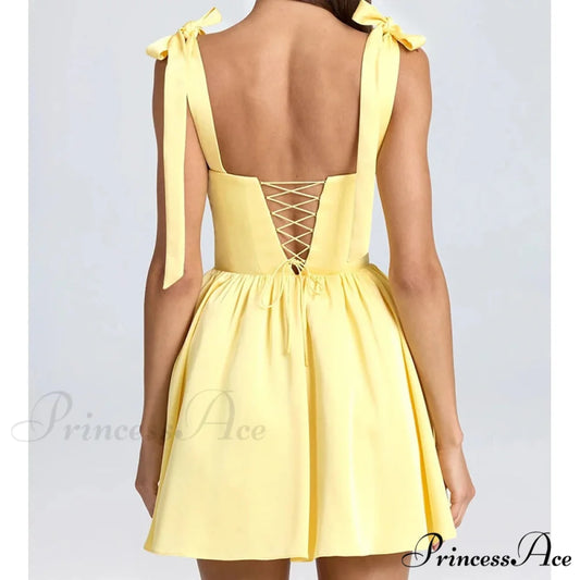 Thin Strap Lace-Up Mini Dress minidress-250223