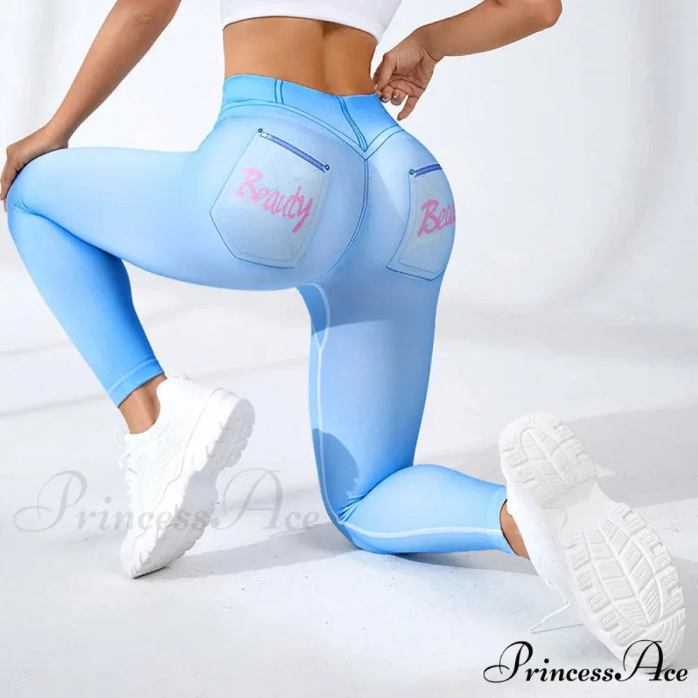 Thread Print Knitting Fashion Fitness Cowboy Legging