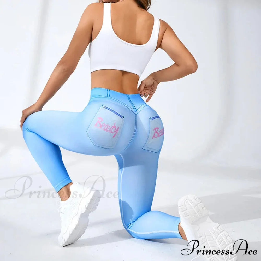 Thread Print Knitting Fashion Fitness Cowboy Legging