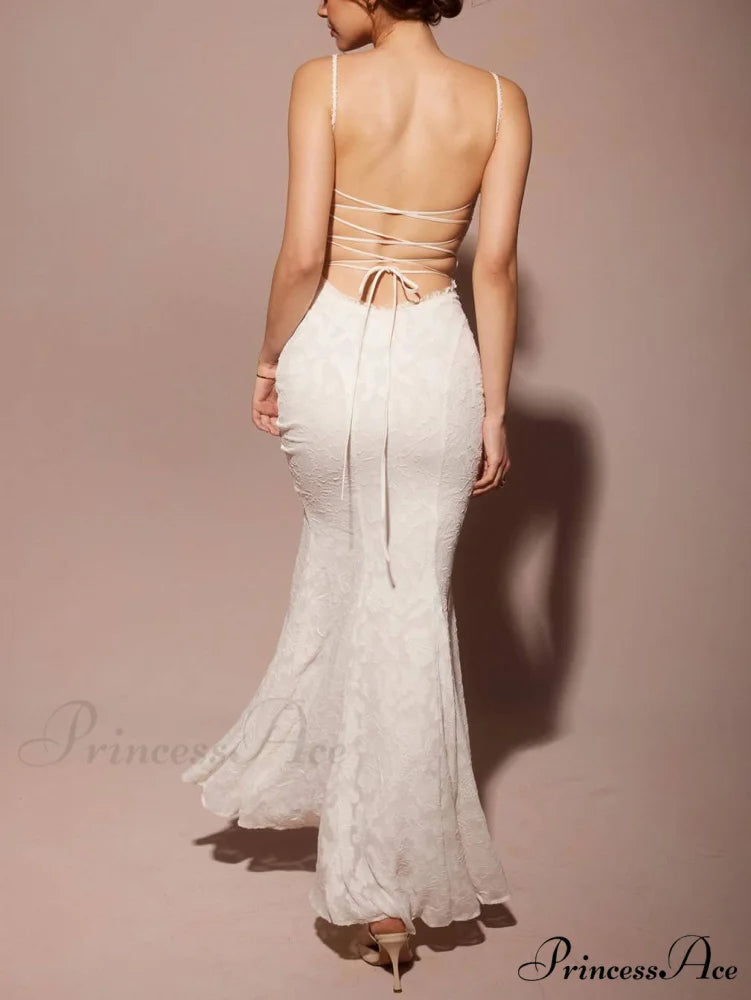 Three-Dimensional Burnt Stylish Fishtail Maxi Dress