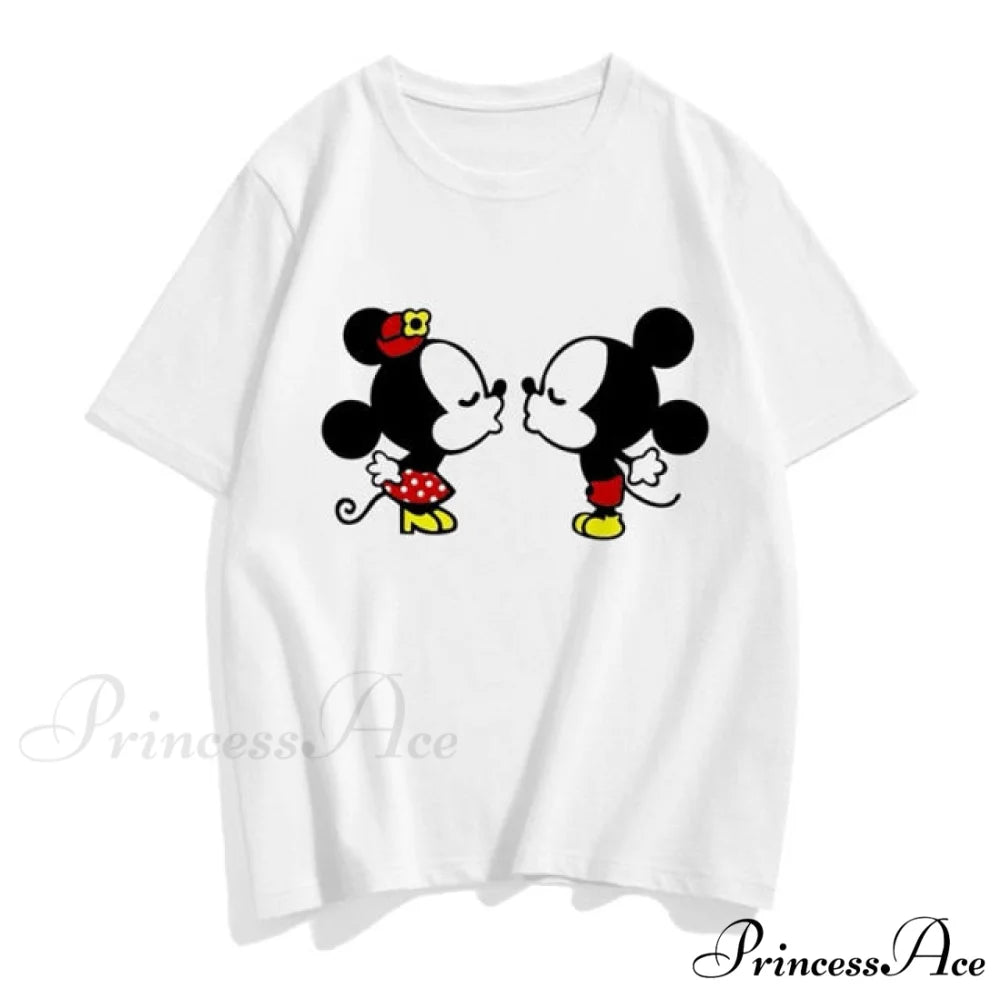 Three Mickey Mouse Print Women T shirt Mickey & Minnie 2 / S
