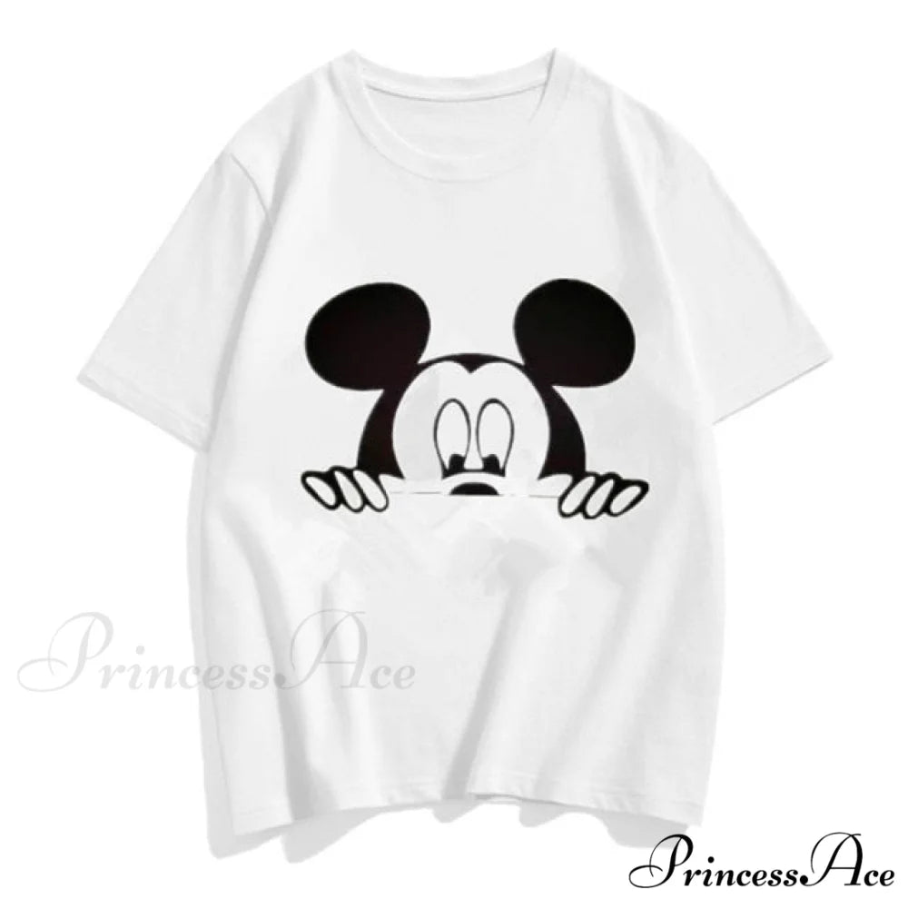 Three Mickey Mouse Print Women T shirt White Mickey 2 / S
