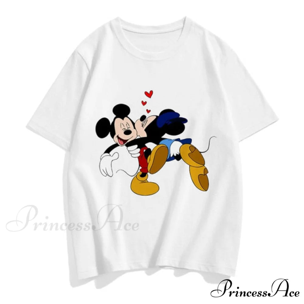 Three Mickey Mouse Print Women T shirt White Mickey 3 / S