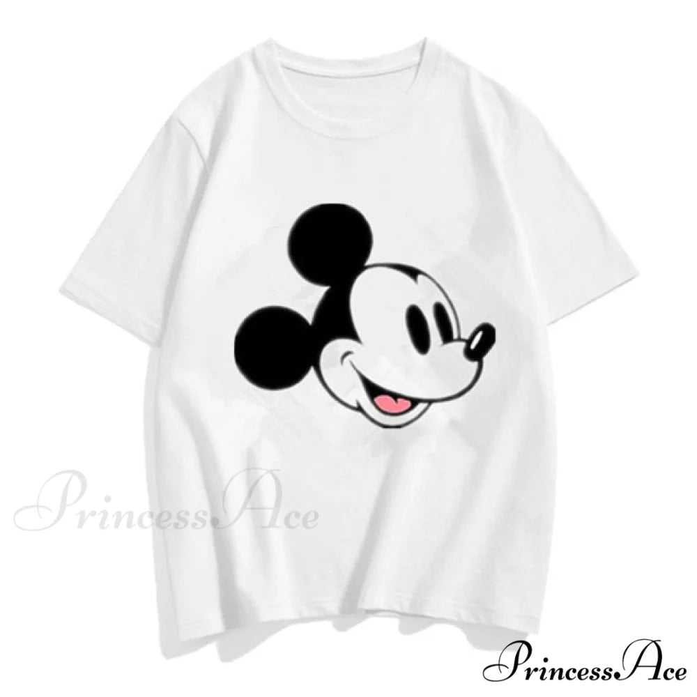 Three Mickey Mouse Print Women T shirt White Mickey 5 / S