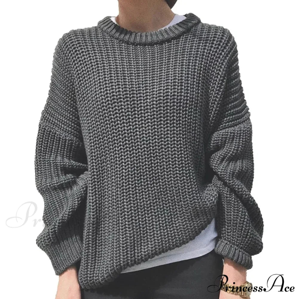 Three - Quarter Sleeve Sophisticated Tan Sweater Grey / S swraters-241228