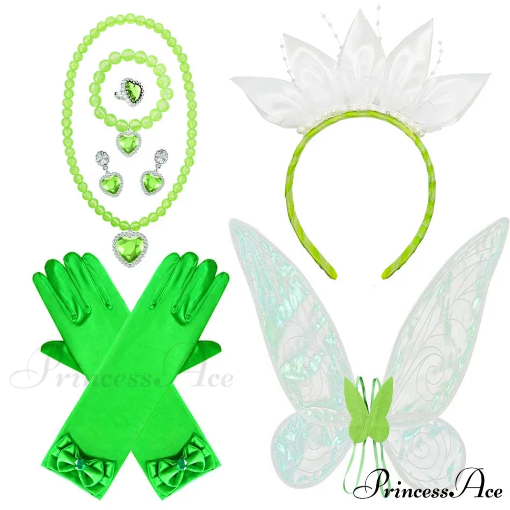 Tiana Dress Up Princess Cosplay Role Playing Party Sleeveless Carnival Halloween Kid Costume 3-4T (Tag XS) Tiana acc