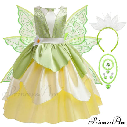 Tiana Dress Up Princess Cosplay Role Playing Party Sleeveless Carnival Halloween Kid Costume 3-4T (Tag XS) Tiana Dress G