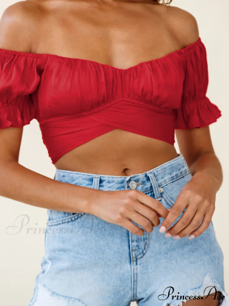 tie-back top crop short-sleeved ruffle women’s Oktoberfest top