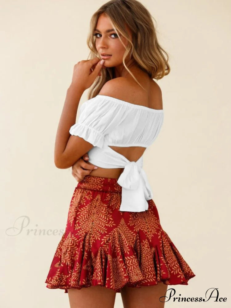 tie-back top crop short-sleeved ruffle women’s Oktoberfest top