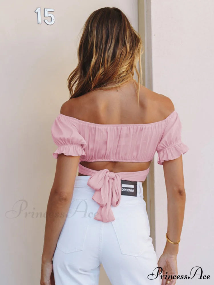 tie-back top crop short-sleeved ruffle women’s Oktoberfest top