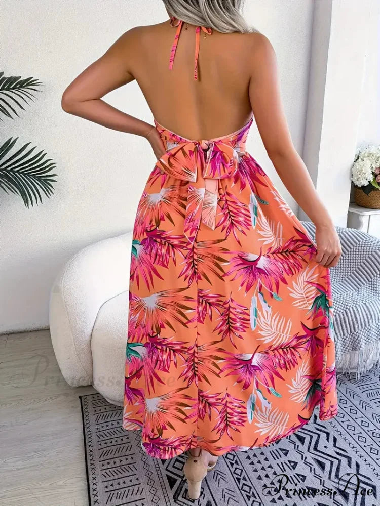 Tie Cutout Design Full-Length with Gown Flowered Back