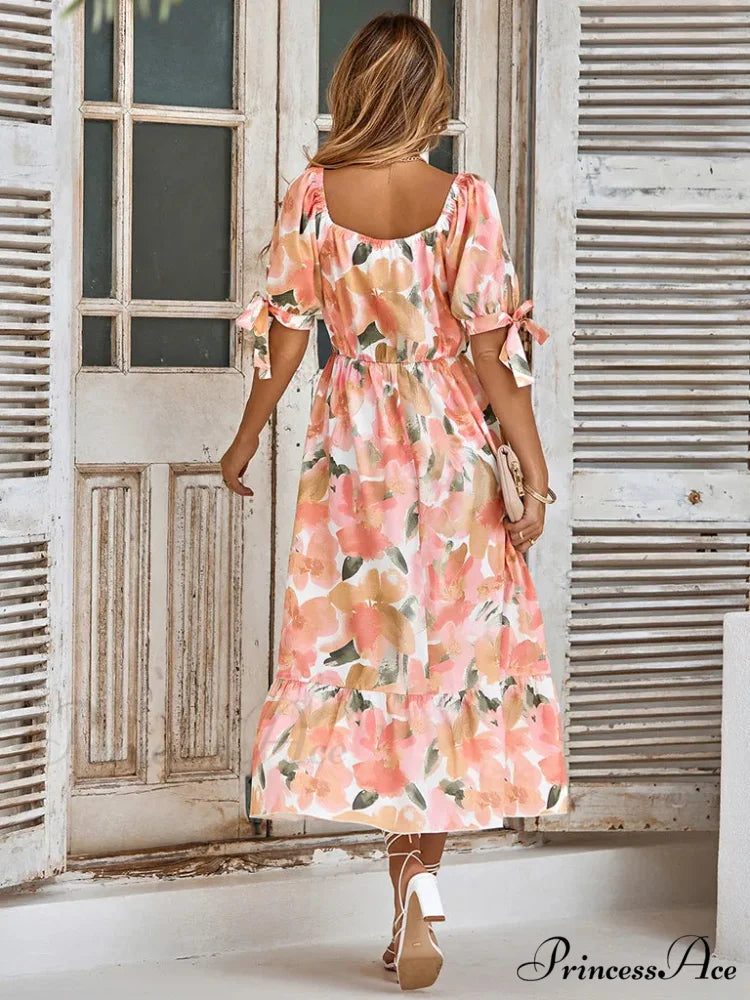 Tie Flowered Surplice with Gown Cuff Neck