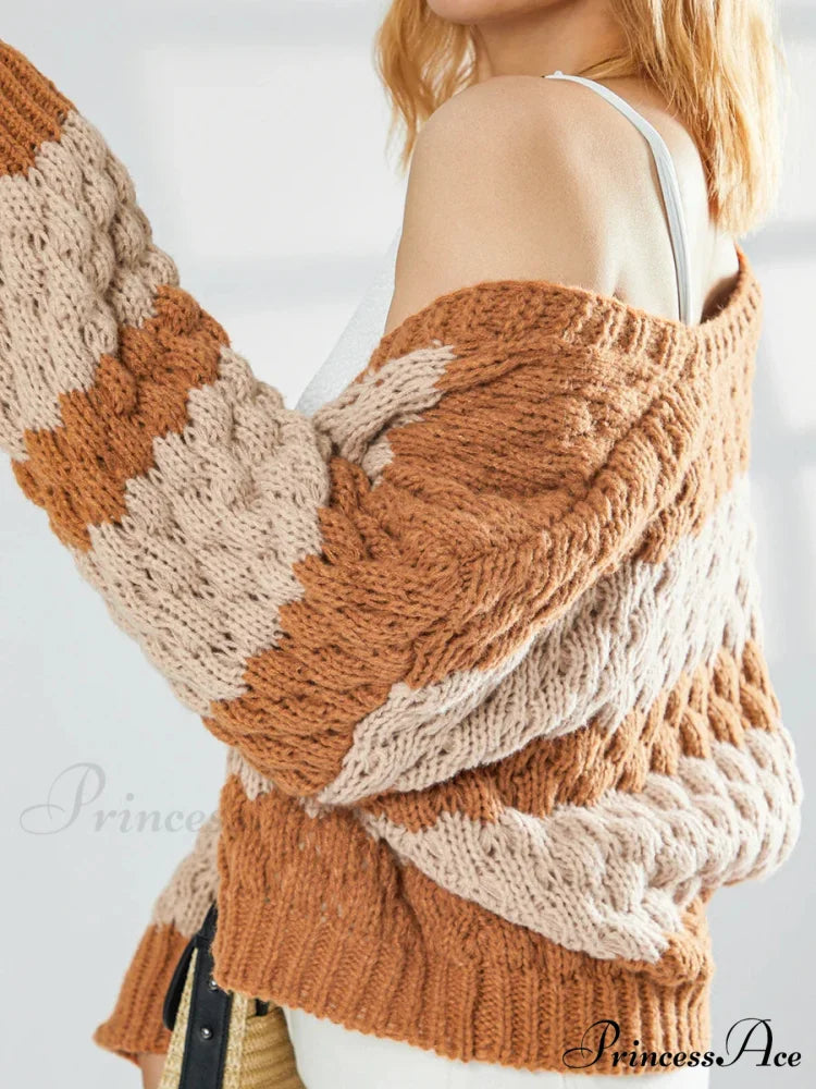 Tie Front V-neck Sweater cardigans-241228