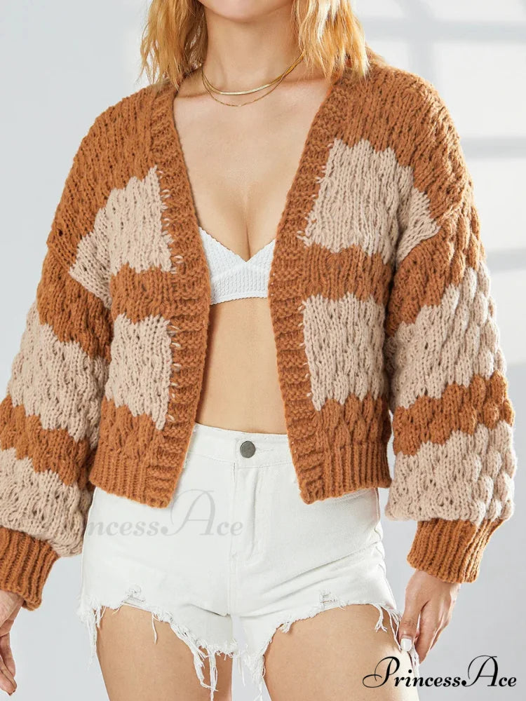 Tie Front V-neck Sweater cardigans-241228