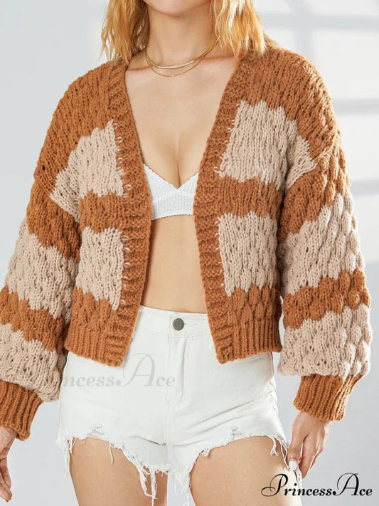 Tie Front V-neck Sweater cardigans-241228