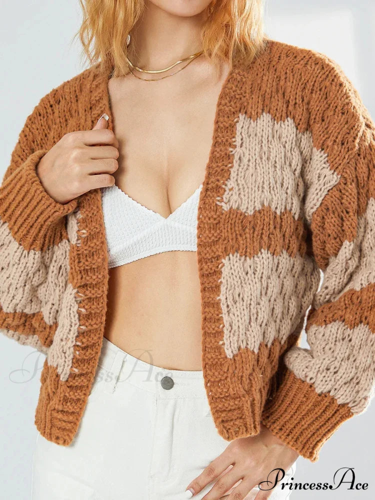 Tie Front V-neck Sweater orange / S cardigans-241228