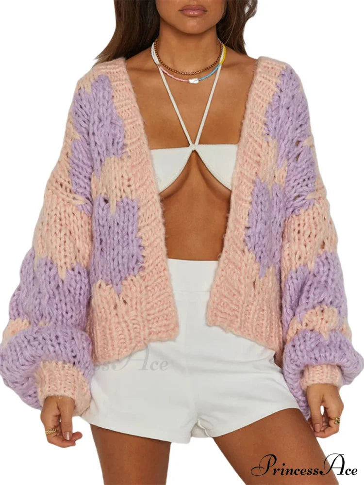 Tie Front V-neck Sweater pink 2 / S cardigans-241228