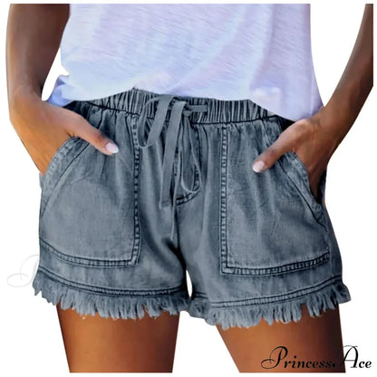 Tie Tassel Hem Jeans Short short-250223