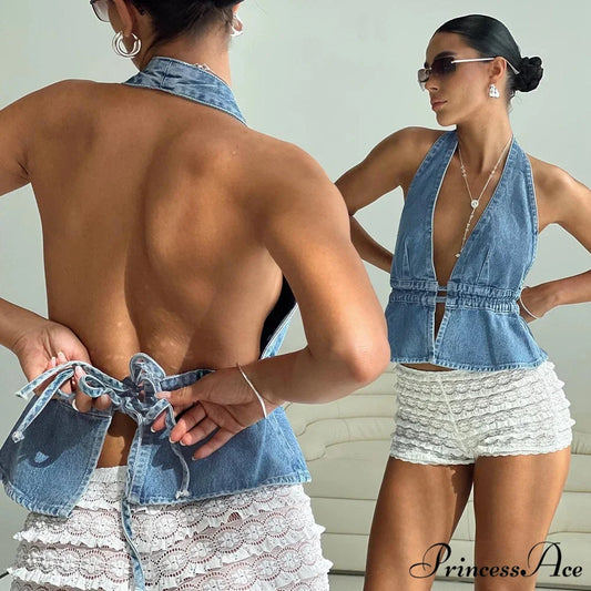 Tie-Up Denim Crop Top croptop-250223