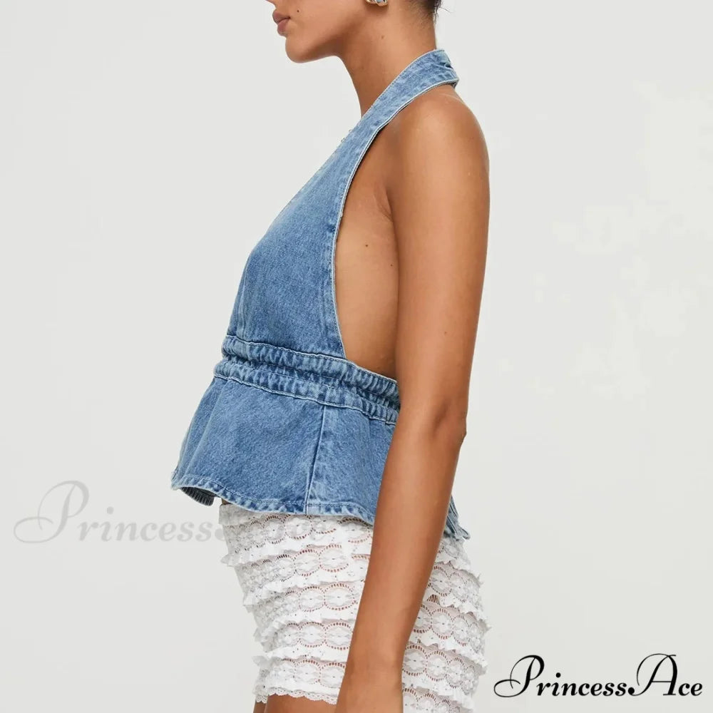 Tie-Up Denim Crop Top croptop-250223
