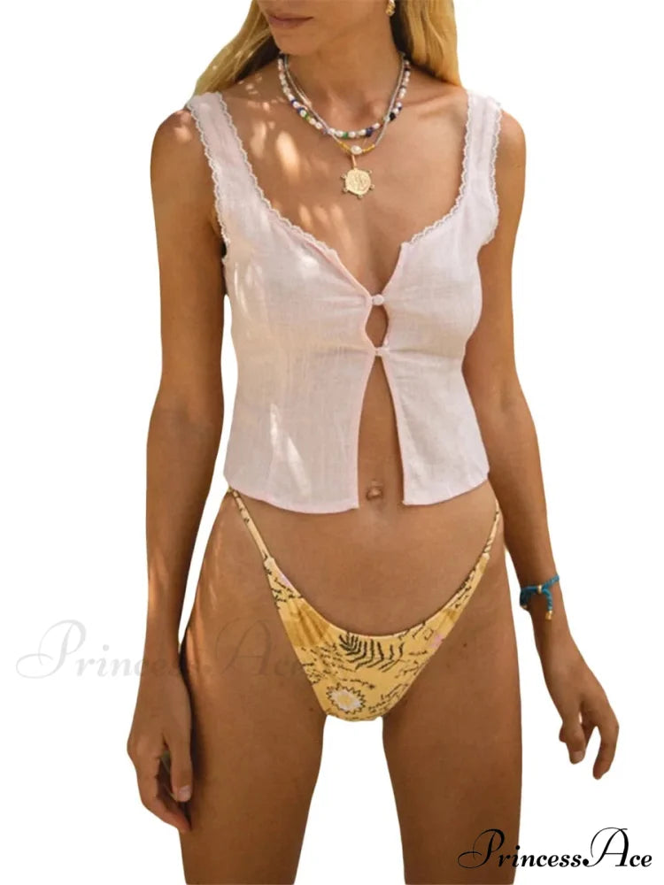 Tie-Up Flower Patch Crop Top pink / S croptop-250223