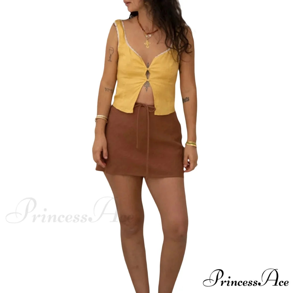 Tie-Up Flower Patch Crop Top yellow / S croptop-250223