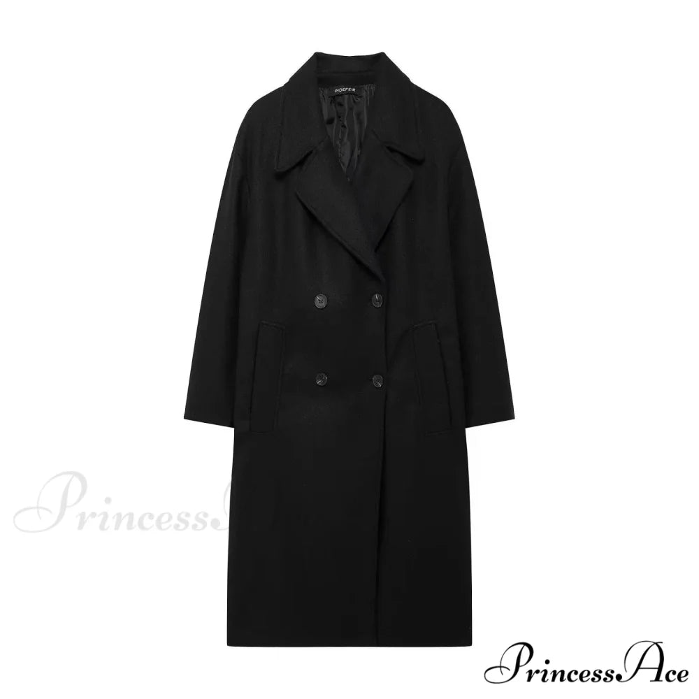 Tie-Up Mao Collar Large Lapel Overcoat Black / XS overcoats-241228