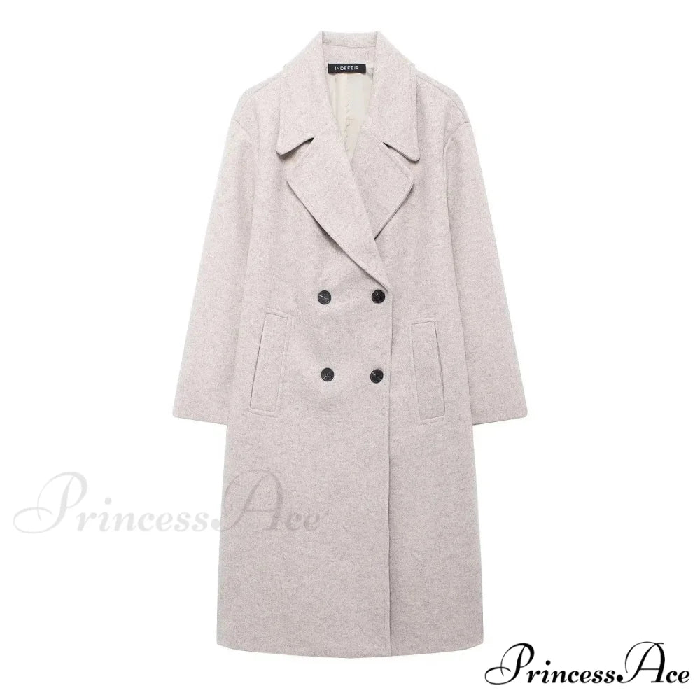 Tie-Up Mao Collar Large Lapel Overcoat Light pink / XS overcoats-241228