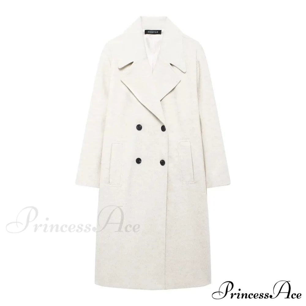 Tie-Up Mao Collar Large Lapel Overcoat Milky white / XS overcoats-241228